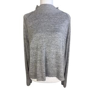 Abercrombie & Fitch Womens Mock Neck Long Sleeve Knit Heather Gray Shirt Medium